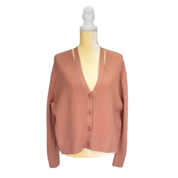 Skull Cashmere Sweaters - Skull Cashmere Cardigan Sweater Women’s Medium Color= Salmon V-Neck Warm New NWT
